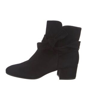 Gianvito Rossi Black Suede Ankle Boots with Tie